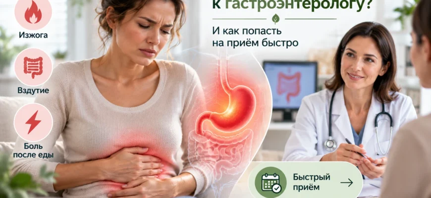 Изжога, вздутие, боль после еды: когда пора к гастроэнтерологу и как попасть на приём быстро
